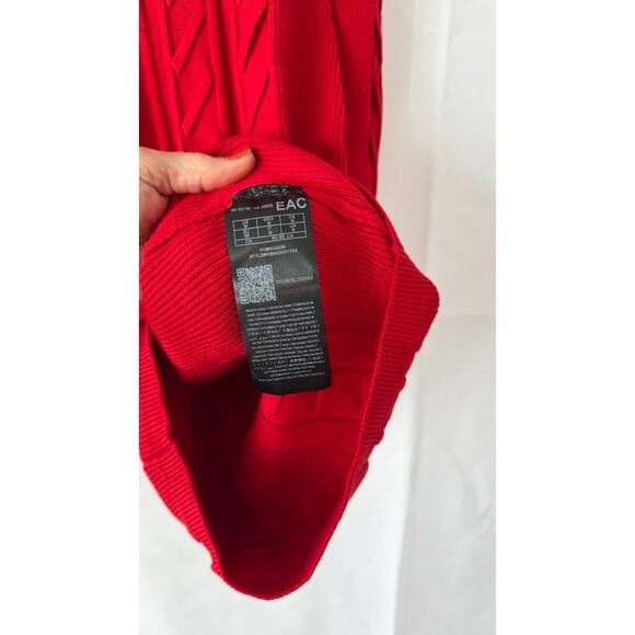 Guess Red Cold Shoulder Sweater Dress | Lace-Up Front Bodycon Knit | Size M - Picture 9 of 15
